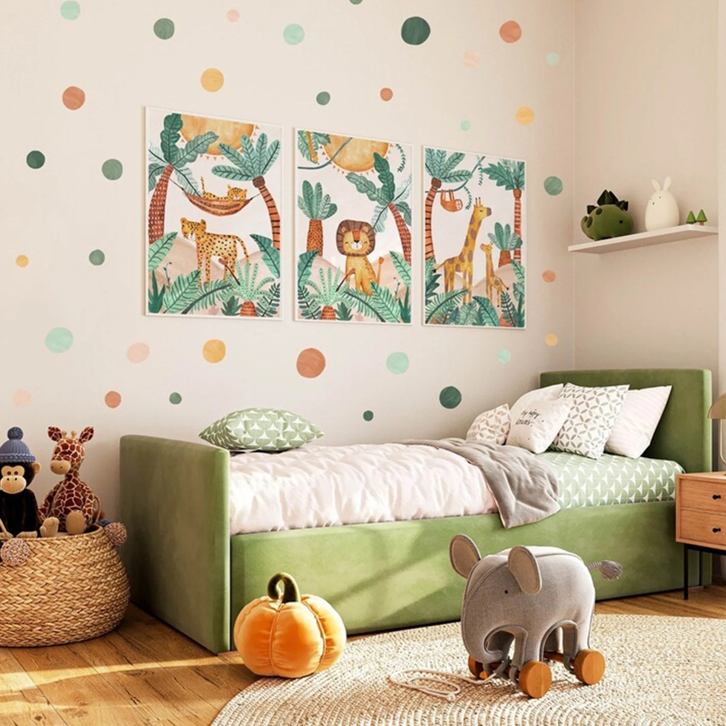 3-Piece Cartoon Jungle Canvas Wall Art Print | Home Decor