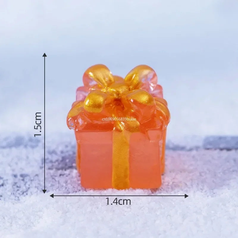 1pcs Luminous Mini Christmas Gifts Box Decoration Accessories Moss Landscape Ornaments Diy Dollhouse Miniatures Figures Kawaii Peaceful Pleasures Health and Wellness