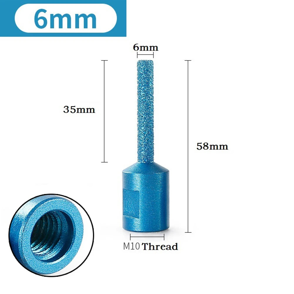 M10 Thread Vaccum Brazed Diamond Finger Bit Milling Cutter Ceramic