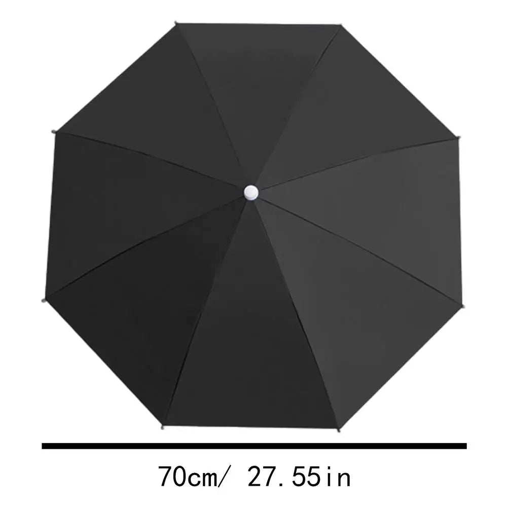 Folding Umbrella Hat Lightweight Adjustable Cap With Elastic Band For Fishing Gardening Hiking Travel Golf Beach Boating Peaceful Pleasures Health and Wellness Black