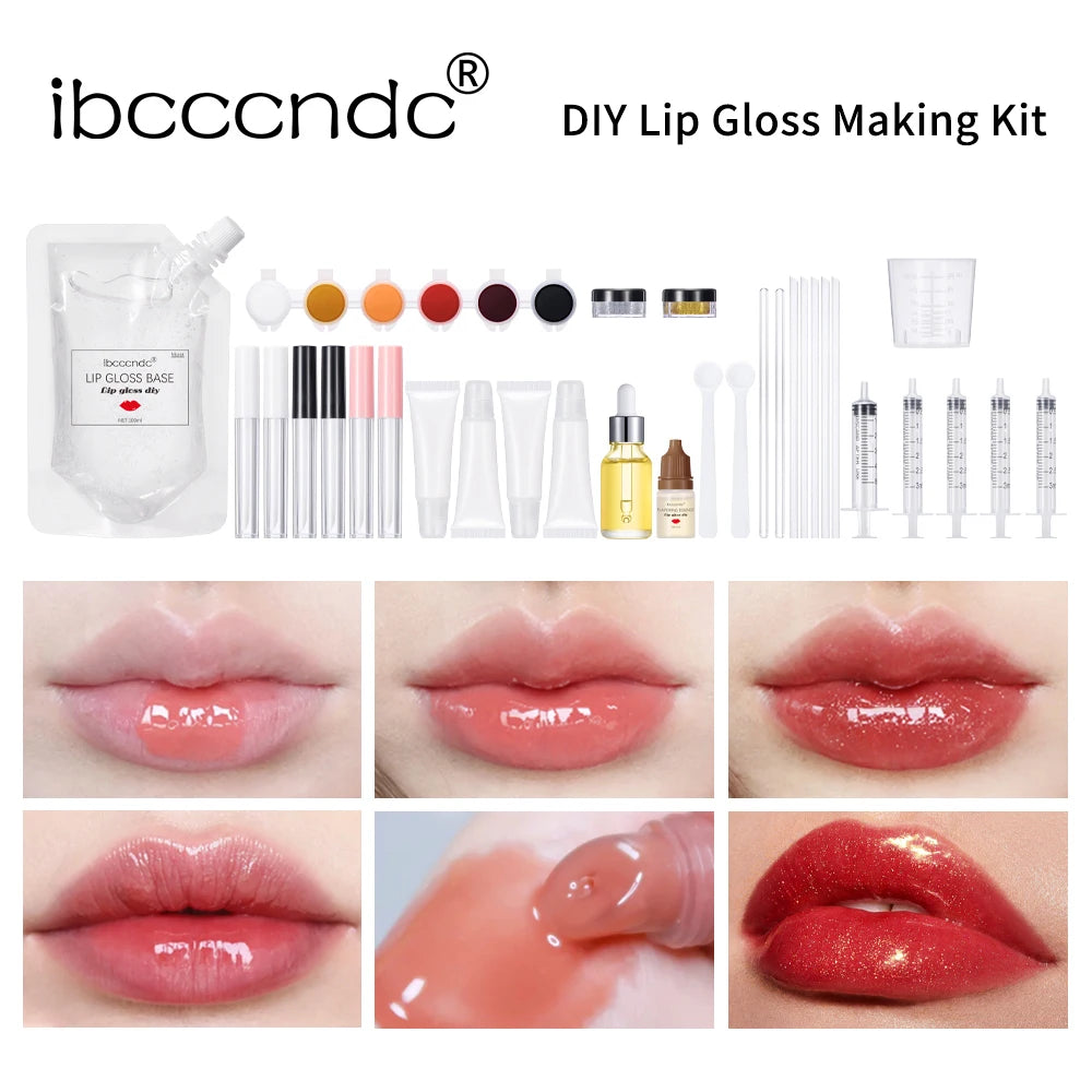 New Lip Gloss Making Kit Moisturizing Lip Gloss Base Diy Raw Material Tool Kit Shiny Glitter Lip Tints Glaze Handmade Cosmetic Peaceful Pleasures Health and Wellness