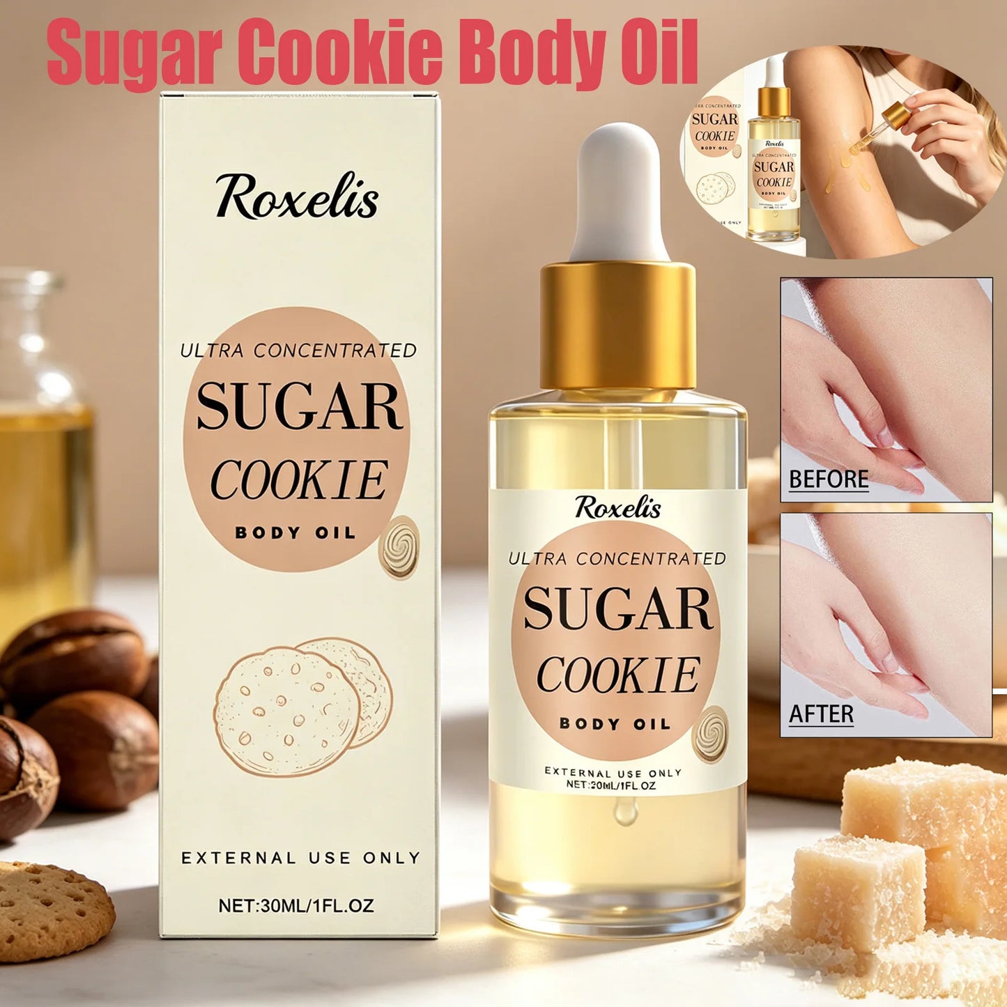 Sugar Cookie Fragrance Body Oil – Shea Butter & Vitamin E