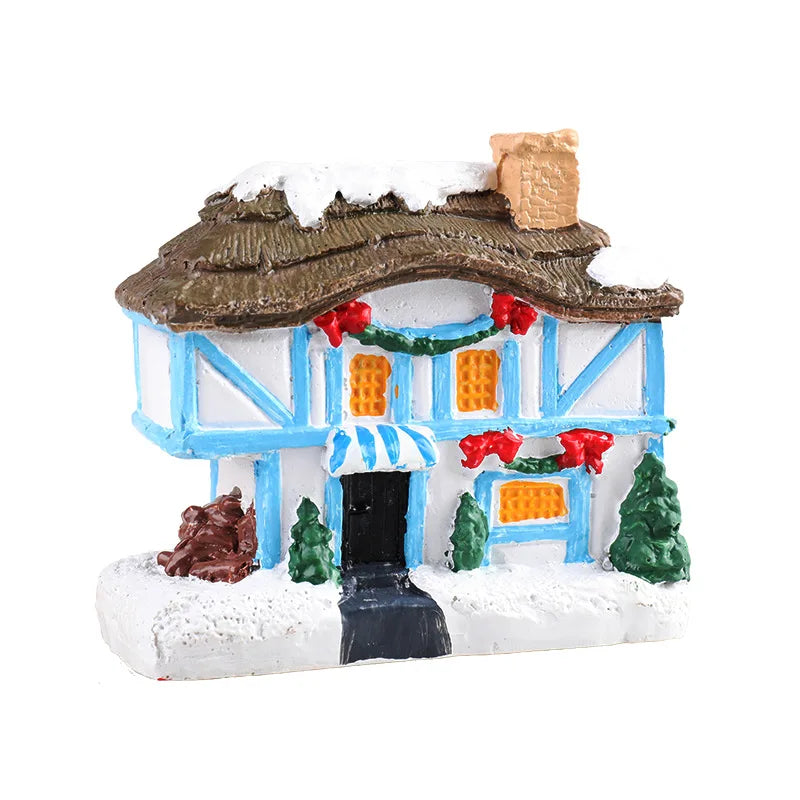 8 Styles Resin Christmas House Ornament Micro Landscape LED Light Xmas Village Decorative Party Home Decoration DC05 Peaceful Pleasures Health and Wellness F