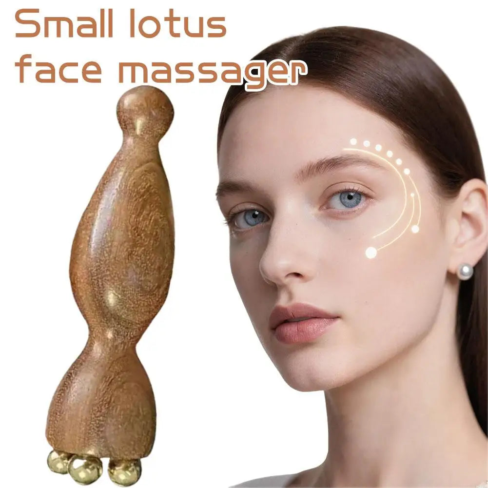 Brass Rosewood Gua Sha Facial Massager | Lotus Acupoint Tool