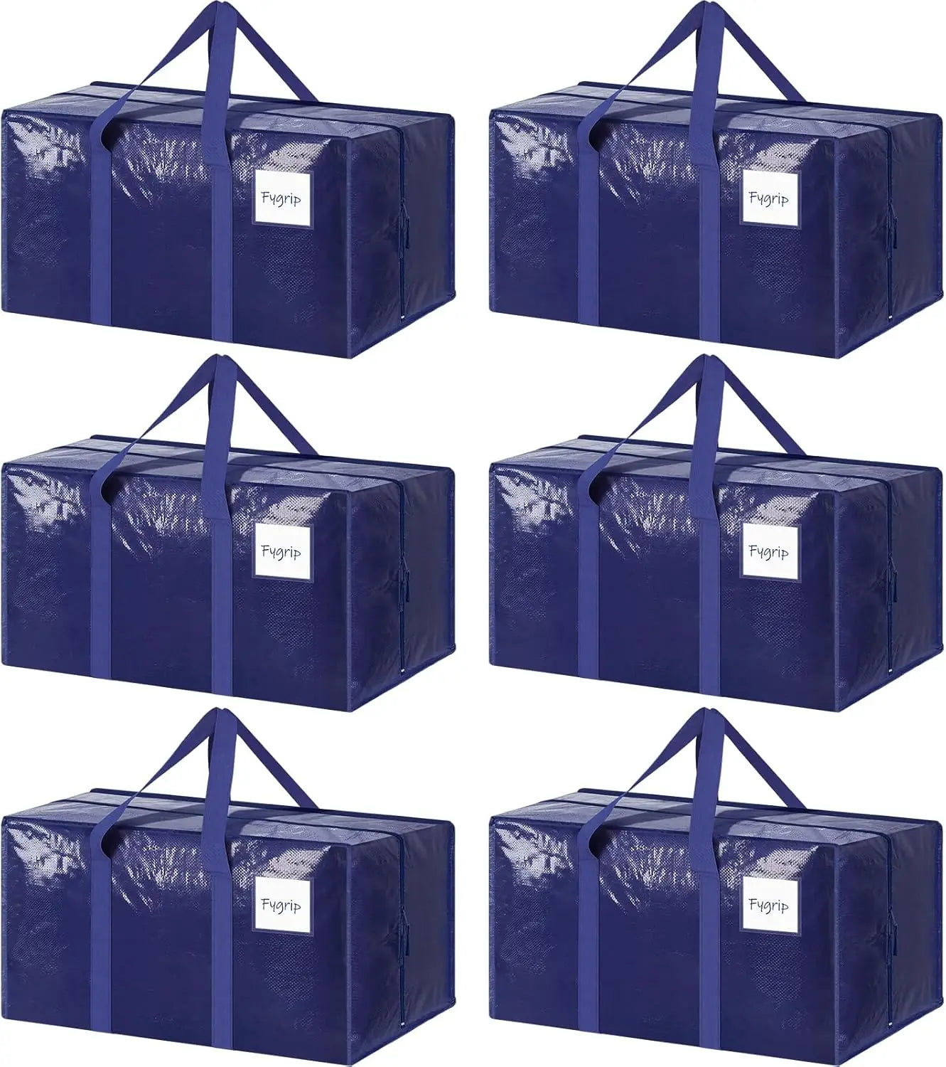 6-Pack Heavy-Duty Large Moving Bags – Strong Zippers, 65+ lb Capacity, Blue Moving Bag Peaceful Pleasures Health and Wellness United States
