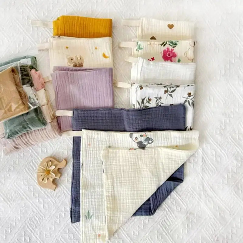 5-Pack Baby Burp Cloths | 4-Layer Soft Cotton Face Towels