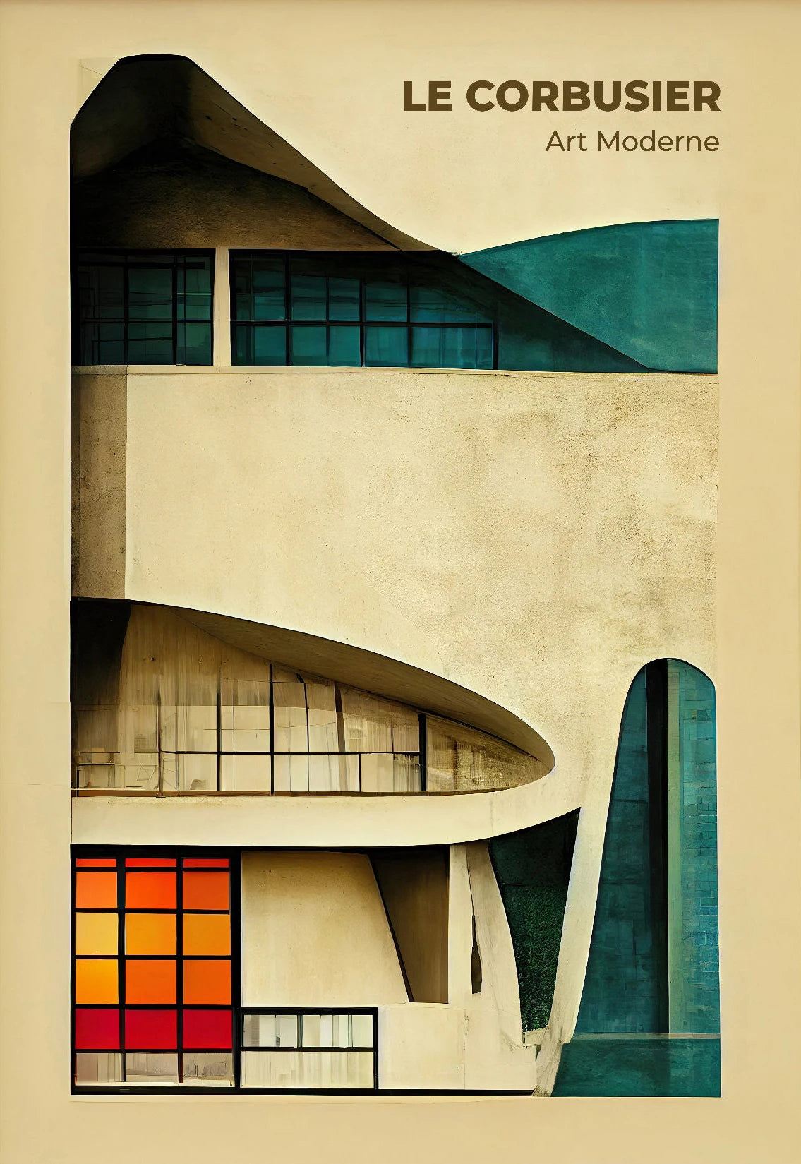 Fallingwater Bauhaus Architecture Abstract Canvas Wall Art Print