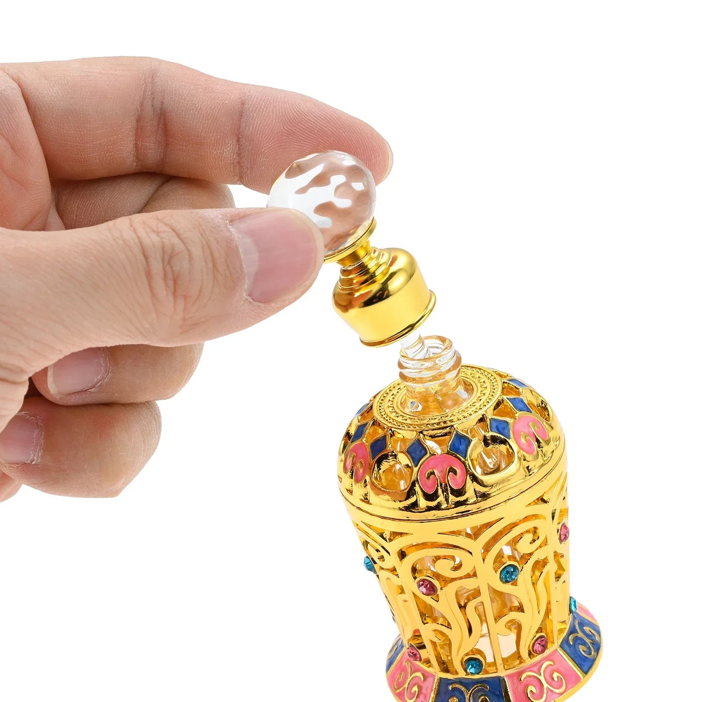 12ml Golden Enamel Crystal Glass Refillable Perfume Bottle