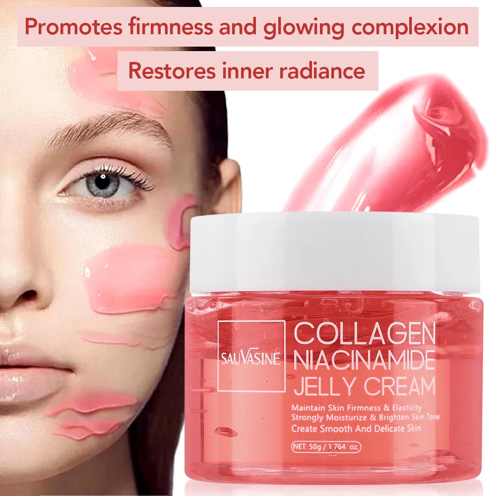 Collagen Face Moisturizer, Niacinamide & Hyaluronic Acid Cream, Hydrating Brightening Firming Day Night Gel Cream for Dull Skin Peaceful Pleasures Health and Wellness