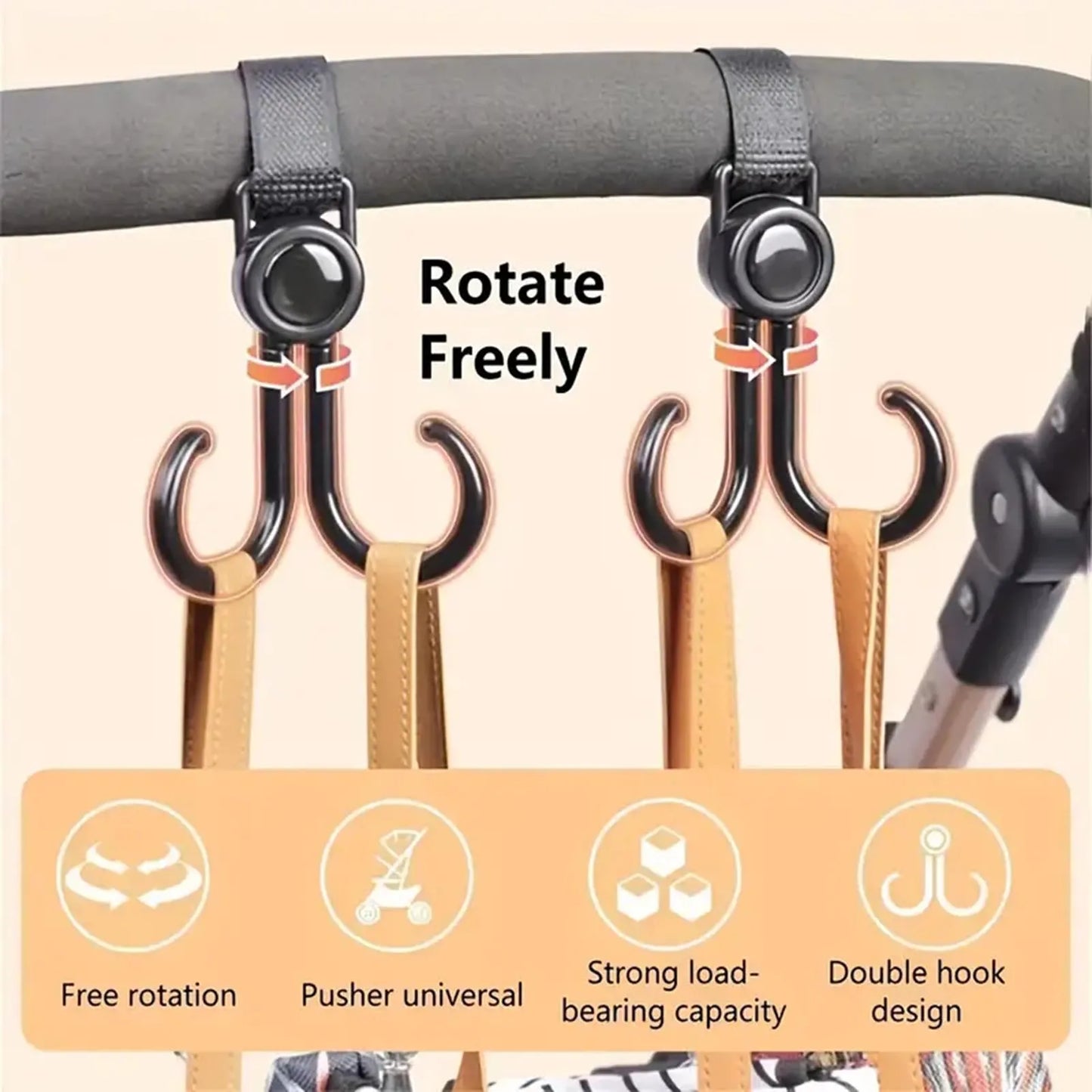 Baby Stroller Organizer Hooks Easy to Carry Strong and Durable Hook Clip Suitable for Purse Mommy Bags Peaceful Pleasures Health and Wellness