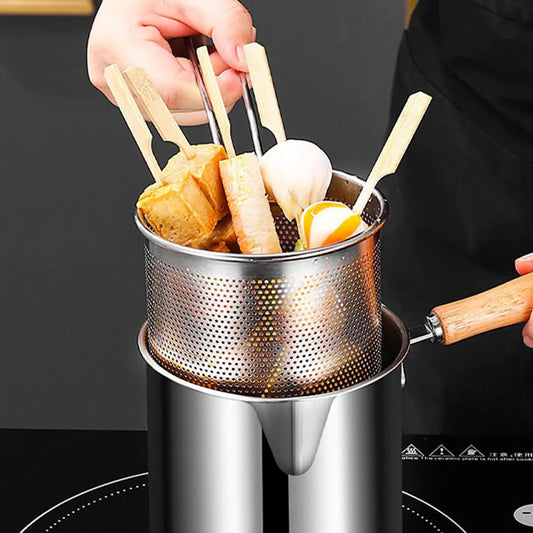 Stainless Steel Deep Fry Pot with Strainer Basket & Lid Deep Fry Pot Oasis Select