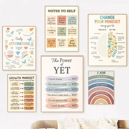 Notes To Self Growth Mindset Motivational Quotes Mental Health Psychological Poster Canvas Painting Wall Pictures Home Decor Peaceful Pleasures Health and Wellness