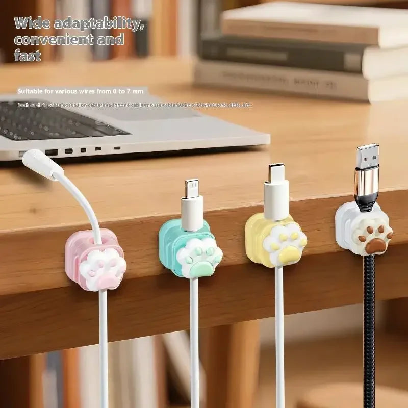 Self-Adhesive Desktop Cable Organizer Clips – Cord Holder
