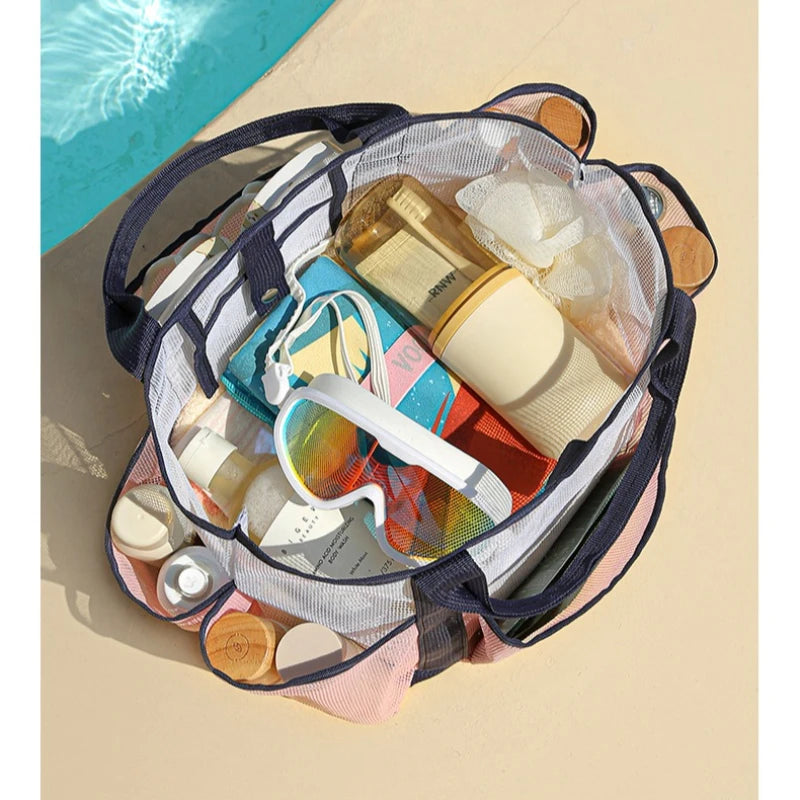 Large Mesh Beach Bag | Wet Dry Tote & Shower Organizer Mesh Tote Bag Peaceful Pleasures Health and Wellness