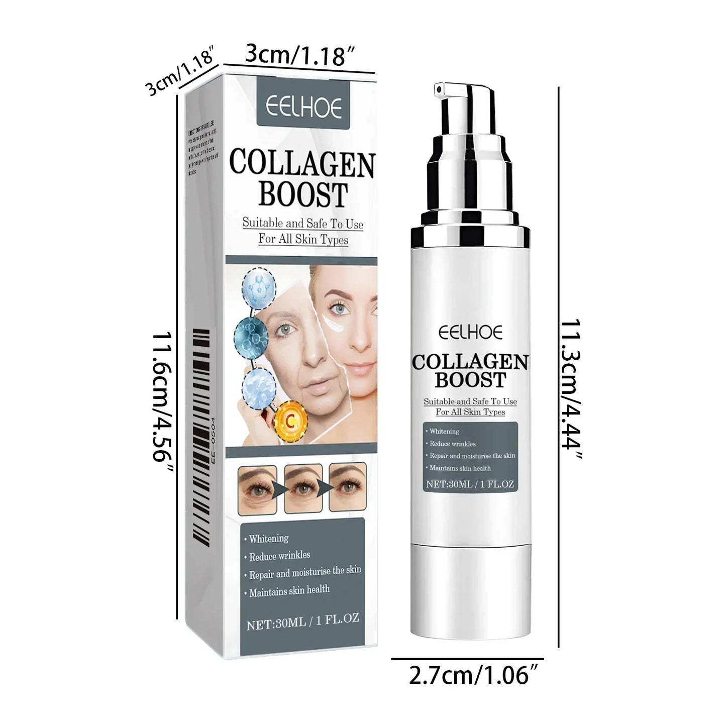 EELHOE Collagen Booster Face Cream Moisturizing Firming Skin Care for Women Reduces Wrinkles Fine Lines Hyaluronic Acid Skincare Peaceful Pleasures Health and Wellness