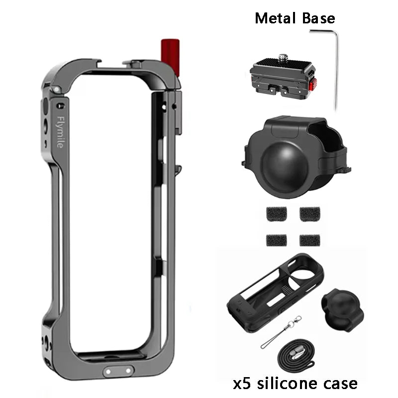 Flymile Aluminum Cage for Insta360 X5 + Silicone Lens Cover
