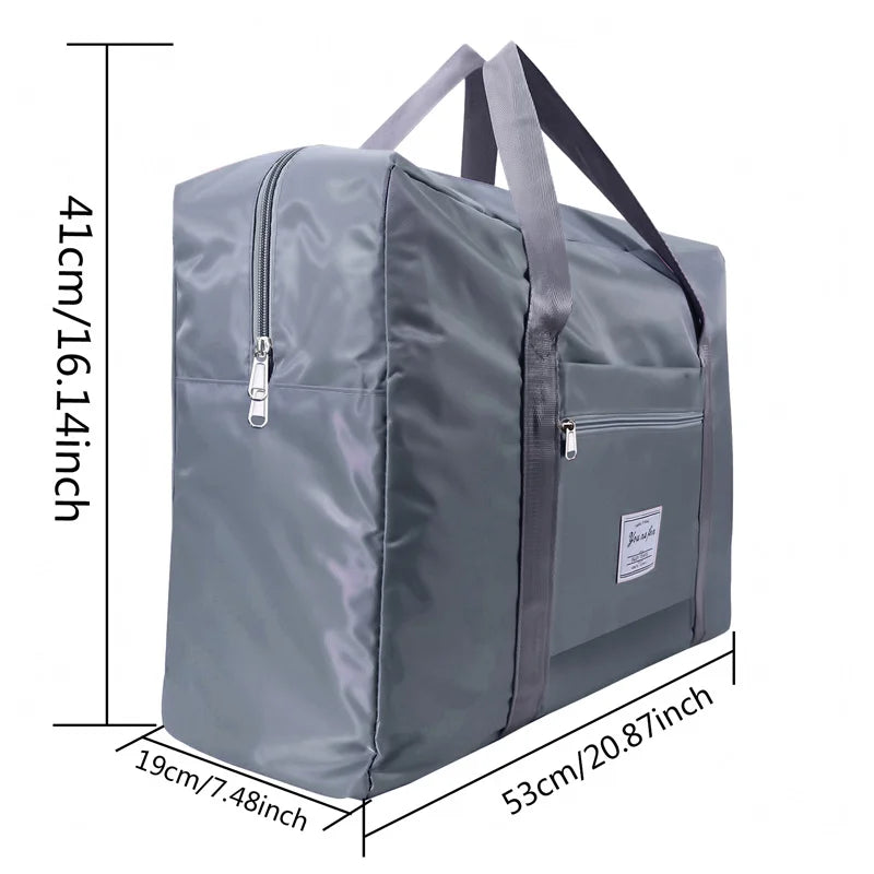 S-XL Multifunctional Folding Travel Bags Waterproof Single Shoulder Hand Luggage Bag Large Capacity Portable Luggage Storage Peaceful Pleasures Health and Wellness Gray L