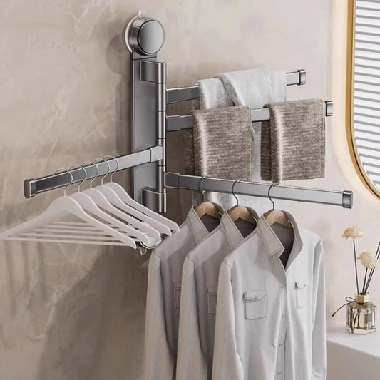 Drill-Free Suction Cup Rotating Towel Rack | Multi-Bar Folding Suction Towel Rack Peaceful Pleasures Health and Wellness