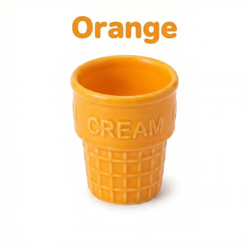 Ceramic Ice Cream Cup | Waffle Cone Dessert Mug | Cute & Colorful