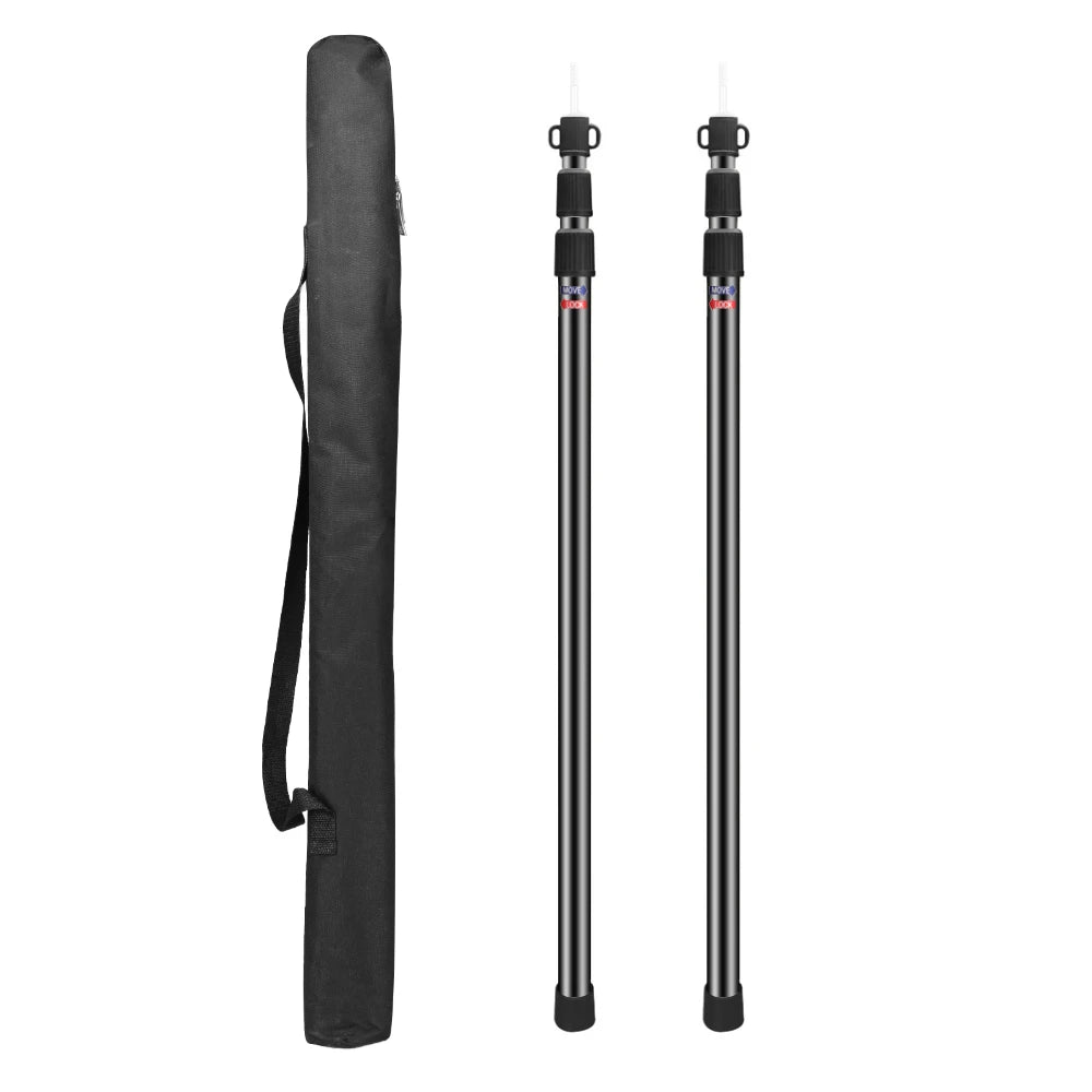 Set of 2 Heavy Duty Tarp Poles Telescoping Tent Support Poles with Storage Bag for Camping Canopy Shelter Awning Shadesail Poles Peaceful Pleasures Health and Wellness Black