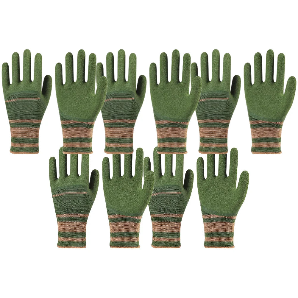 Garden Working Gloves Thorn Proof Waterproof Protection Latex Dip Wear-Resistant Safety Glove for Picking Chestnuts and Flowers Peaceful Pleasures Health and Wellness 5 pair