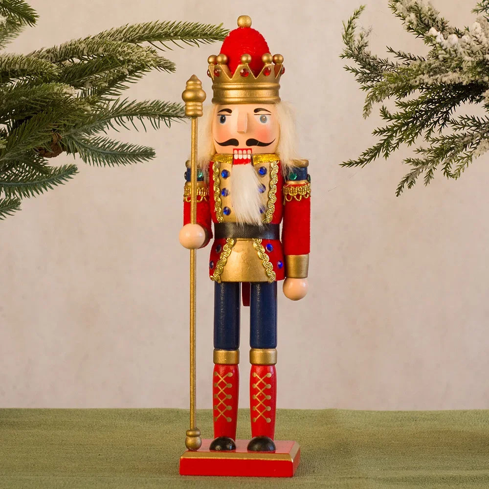 New Creative 30cm Wooden Christmas Nutcrackers Wooden Soldiers Guard Figurines with Good Workmanship for Holiday Decor Display Peaceful Pleasures Health and Wellness king
