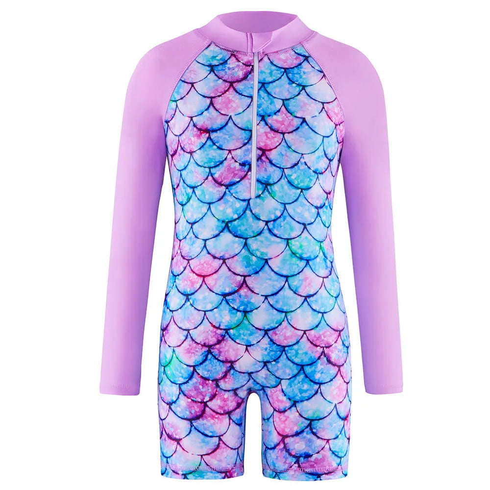 Princess Swimsuit Children's summer mermaid girls one-piece Long Sleeve Swimming Beach Wear Kids Children Swimwear Suit Peaceful Pleasures Health and Wellness