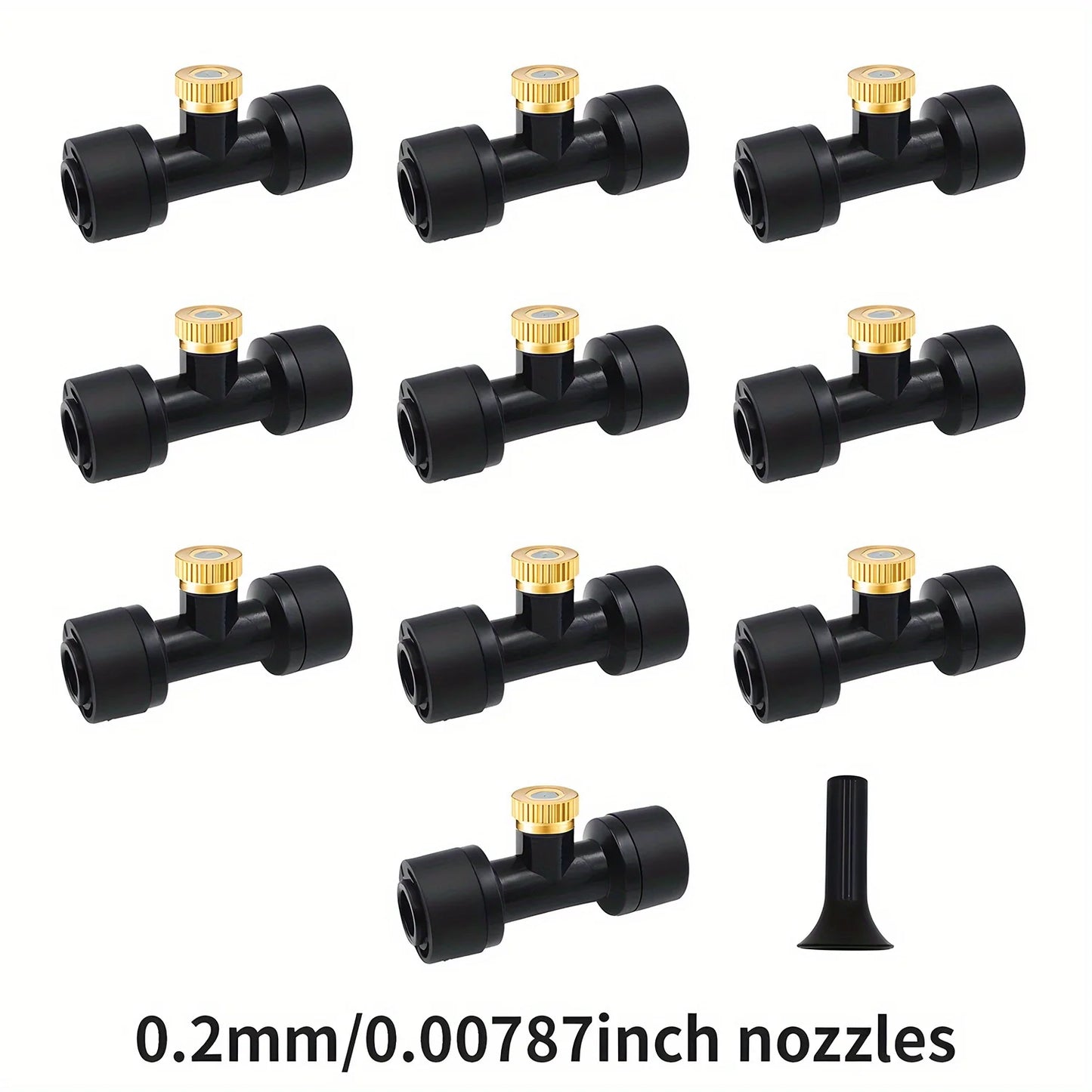 10Pcs lot Misting Fog Nozzles with Quick Access Tee Connector Garden Landscaping Irrigation Sprayers Peaceful Pleasures Health and Wellness 10pcs 0.2mm black