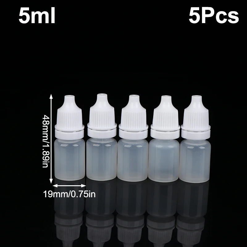 5Pcs 3/5/10/15/20/30/50/100ml Empty Plastic Dropper Bottle Paint Beauty Oil Ink Squeezable Refillable Bottle Cosmetics Storage Peaceful Pleasures Health and Wellness 5ml