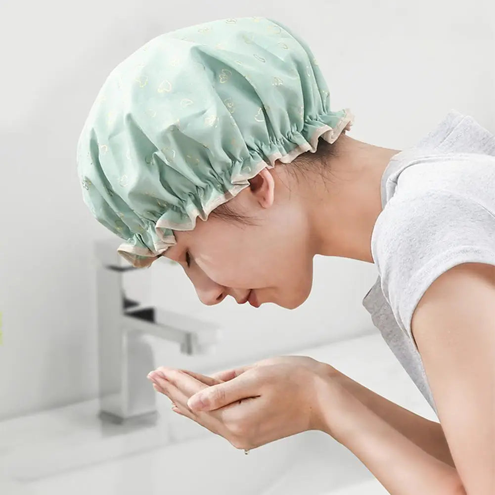 Large Reusable Waterproof Shower Cap – Double Layer Bath & Body Peaceful Pleasures Health and Wellness