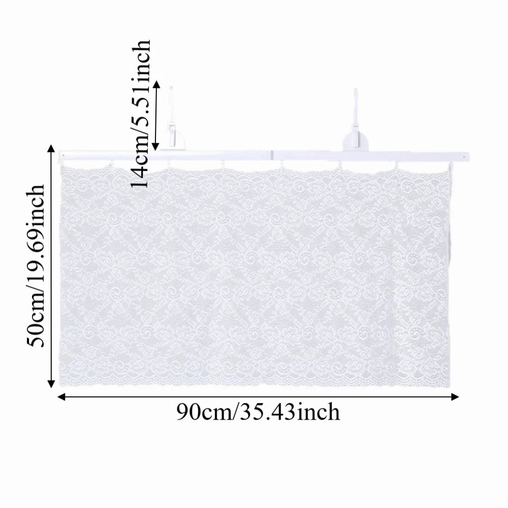 Lace AC Wind Deflector Curtain | Retractable Dust Cover 90×50cm