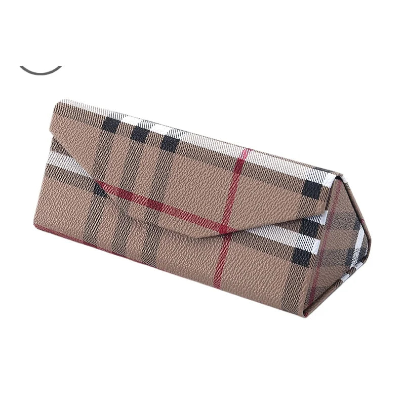 Triangle Folding Glasses Case | Plaid Snakeskin Sunglasses Box