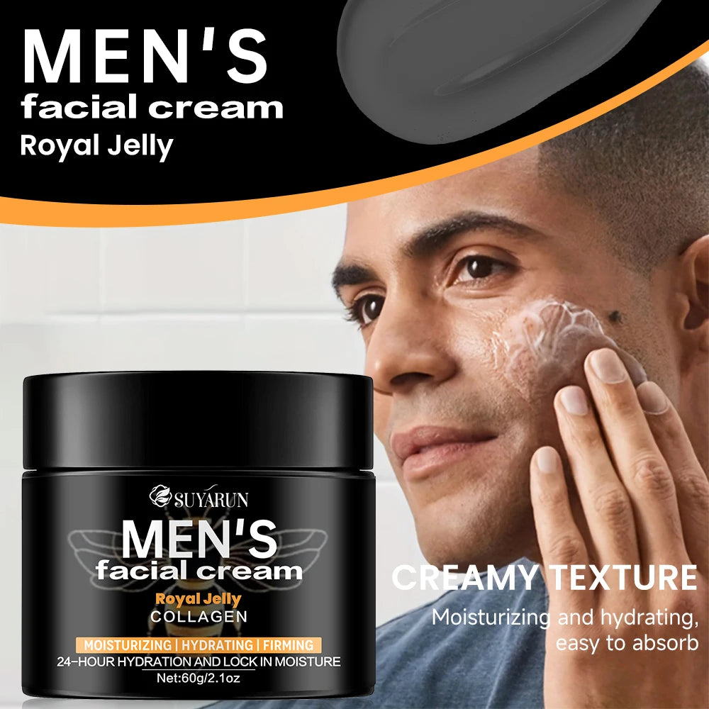 SUYARUN Royal Jelly Cream for Men Anti-Aging Anti-Wrinkle Hydrating Moisturizing Oil for skin day. and night Peaceful Pleasures Health and Wellness