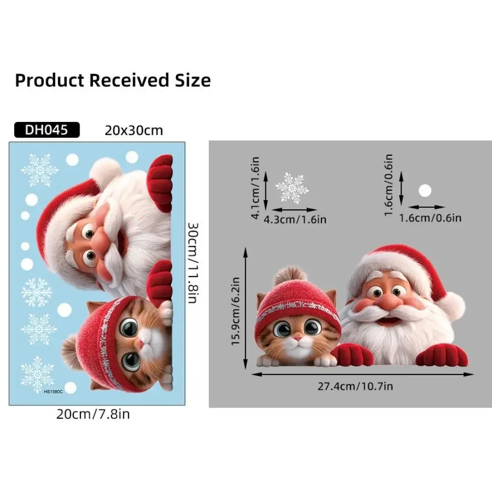 Christmas Window Door Mirror Stickers Santa Claus Cat Snowflake Glass Window Electrostatic Decal for Christmas Party Decoration Peaceful Pleasures Health and Wellness