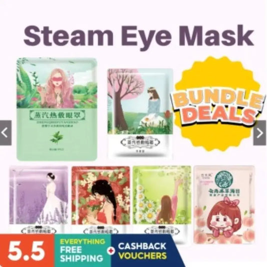 5pack Self-heating Steam Eye Masks All Blackout Available In Lavender Chamomile Rose Artemisia & Peach Scents Peaceful Pleasures Health and Wellness