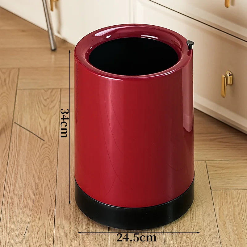 Minimalist Large Capacity Trash Bin - No Cover, Hidden Wheel Design, Multi-Functional, Home Essential, Space-Saving Peaceful Pleasures Health and Wellness Round Red