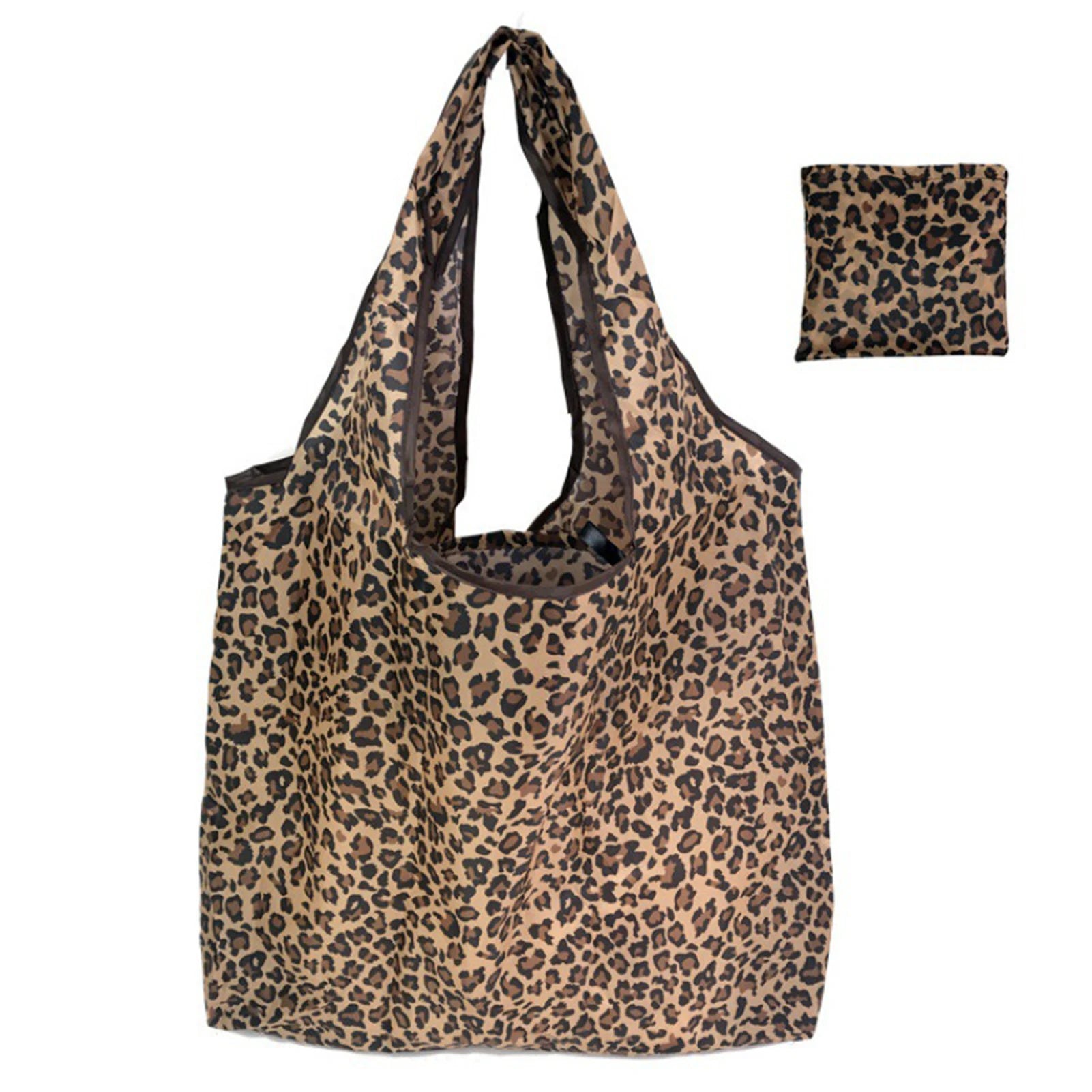 Portable Reusable Grocery Bags Strong Load-bearing Capacity Eco-friendly Bags for Trip or Shopping Fruit Holder Peaceful Pleasures Health and Wellness Leopard print