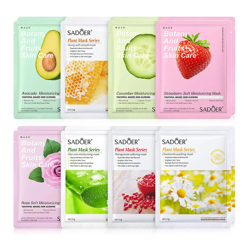BIOAOUA 8-Pack Natural Plant Face Masks | Hydrating & Firming