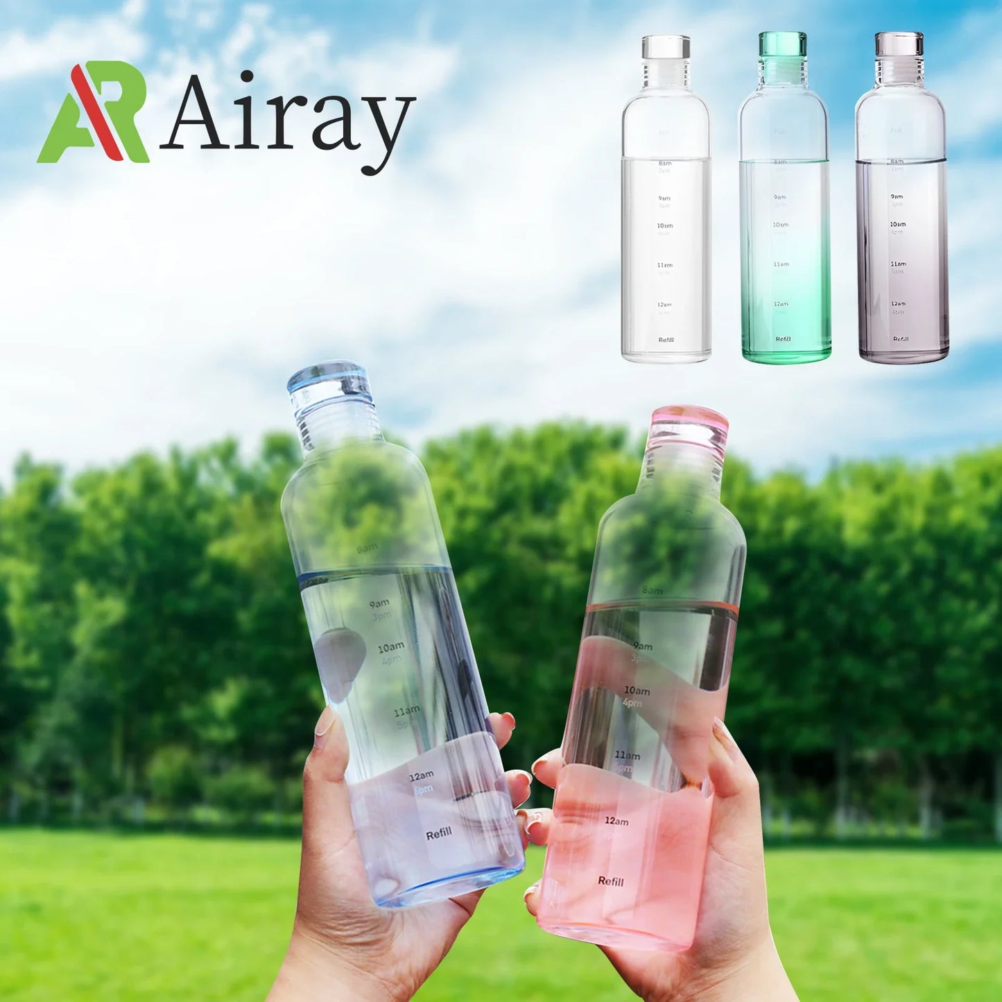 BPA-Free Transparent Water Bottle with Time Scale Markings
