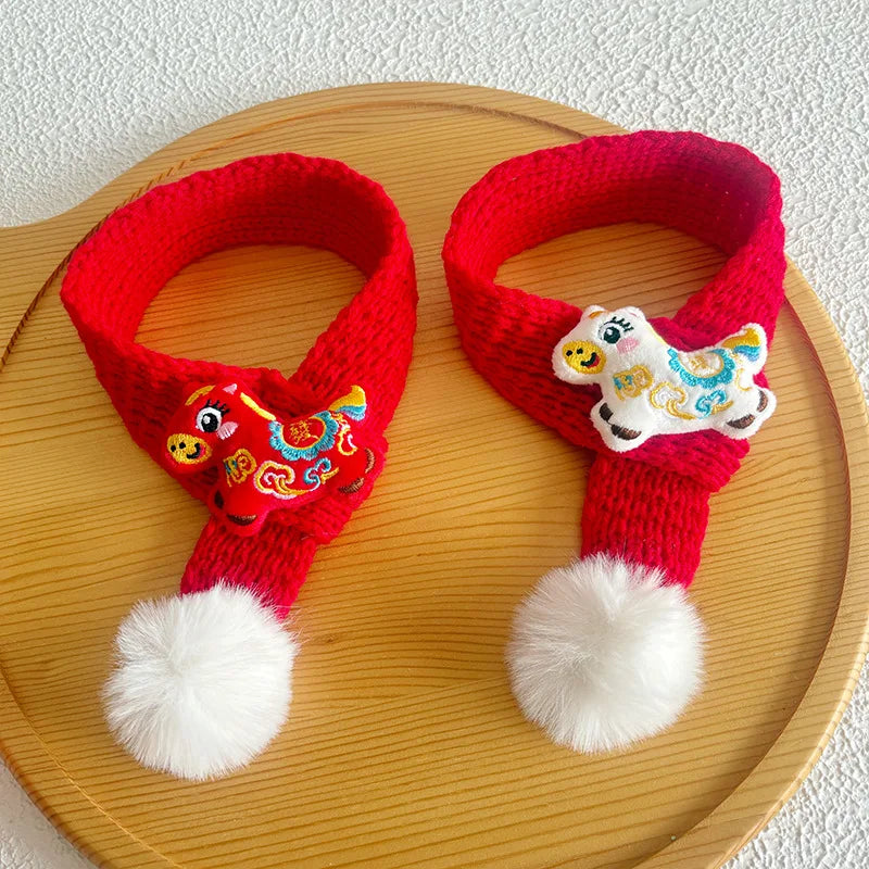 1pc Horse Year Pet Scarf New Year Cat Scarf Red Lucky Dog Scarf Dress Up Accessories Pet Supplies Peaceful Pleasures Health and Wellness