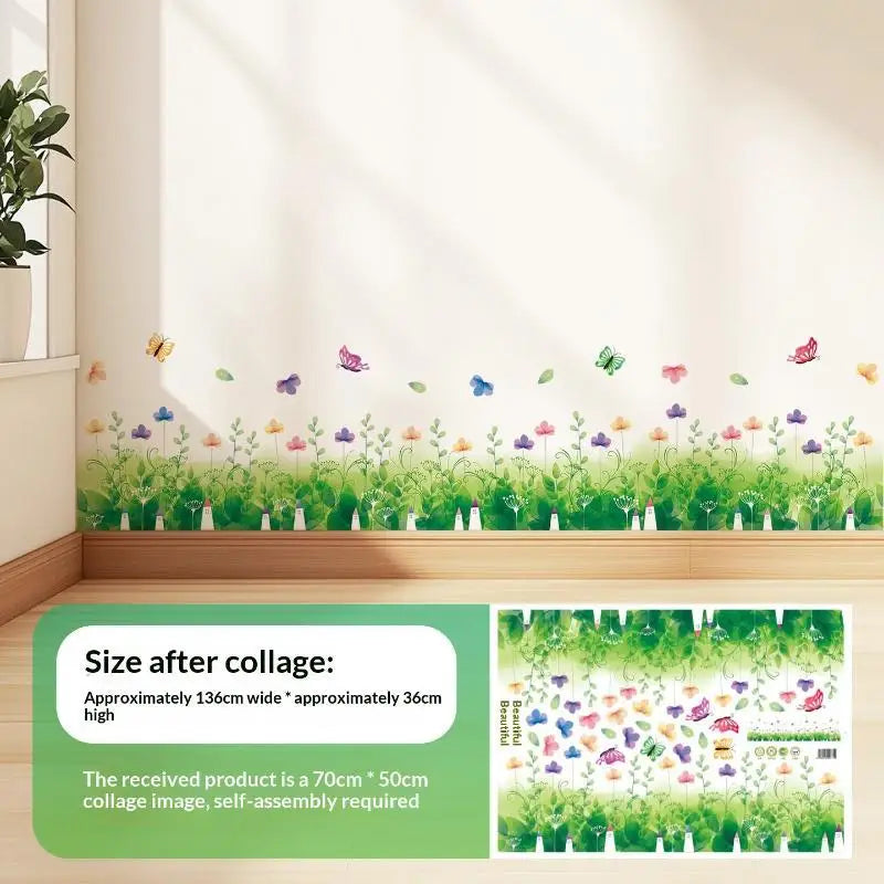 Floral Butterfly Border Wall Sticker – Removable PVC Decal