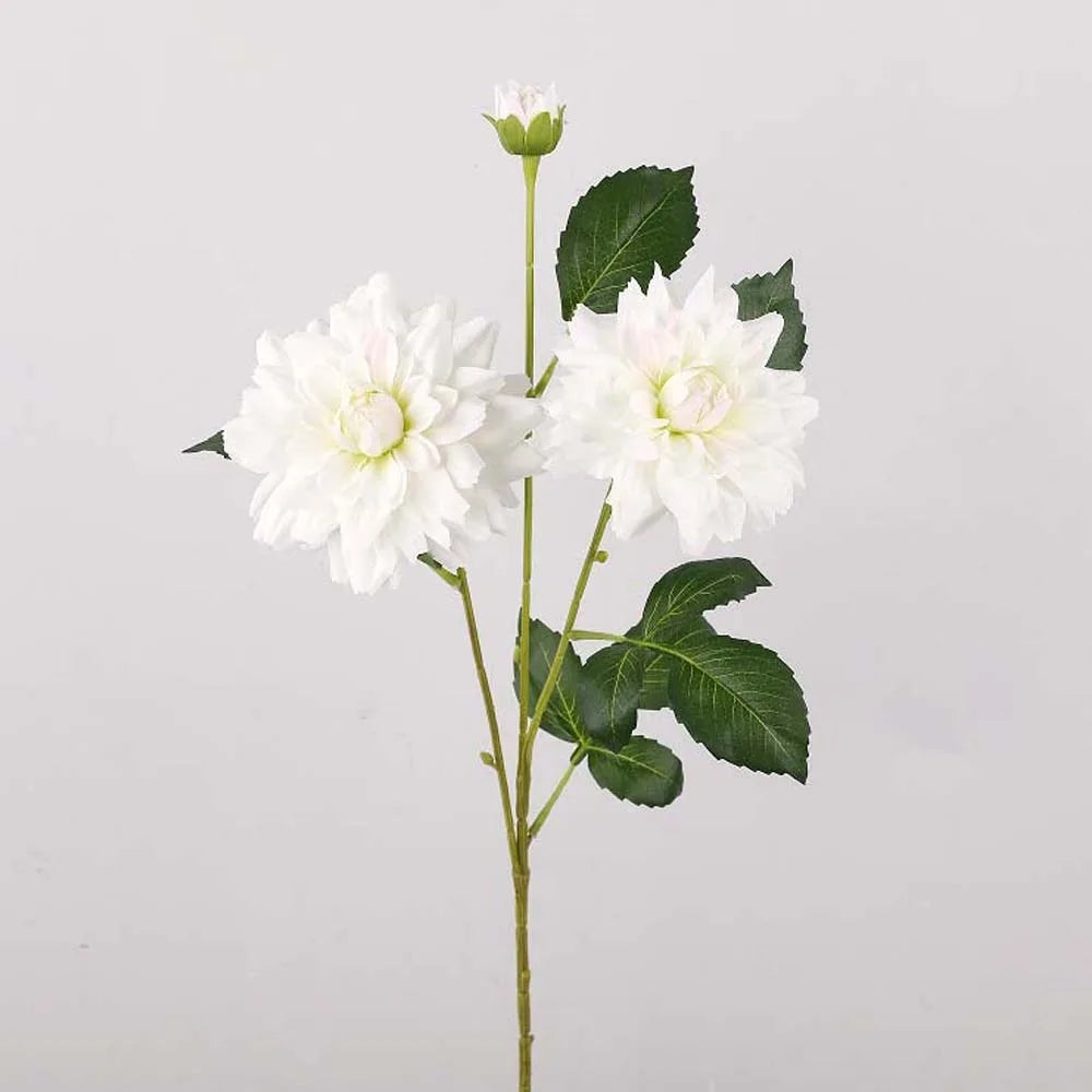 Realistic Artificial Dahlia Flower Branch 76cm | Faux Vase Decor