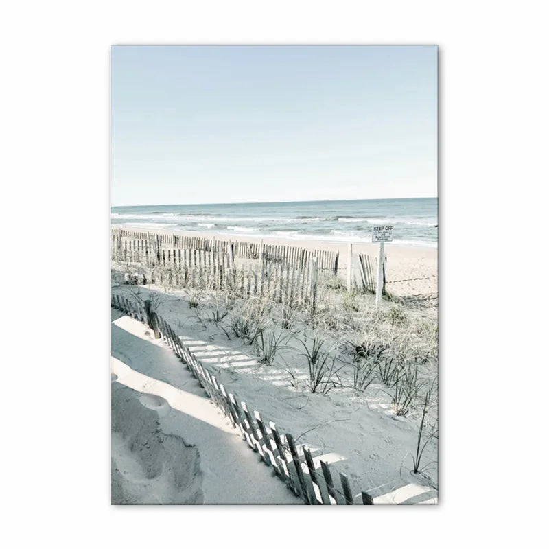 Scandinavian Simple Wall Art Summer Ocean Seashells Starfish Waves HD Canvas Poster Prints Home Bedroom Living Room Decoration Peaceful Pleasures Health and Wellness H 50x70cm Unframed