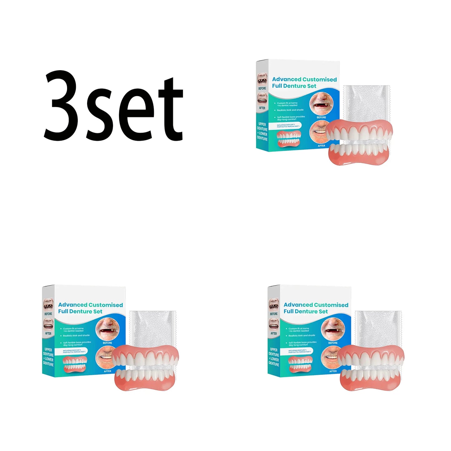 Moldable Silicone Denture Set – Upper & Lower False Teeth Kit