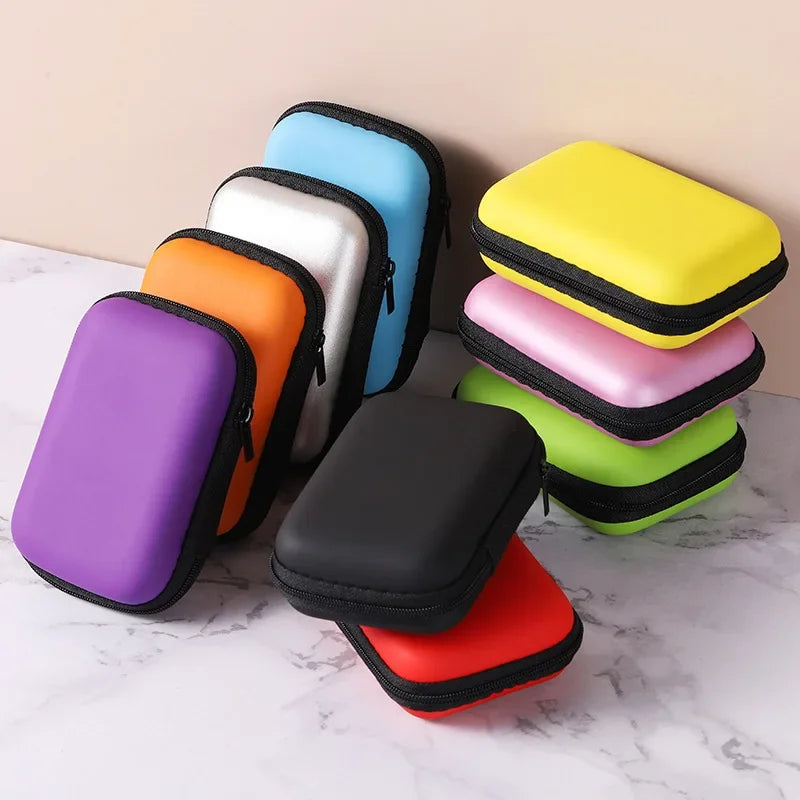 Portable EVA Travel Cable & Earphone Organizer Zipper Case
