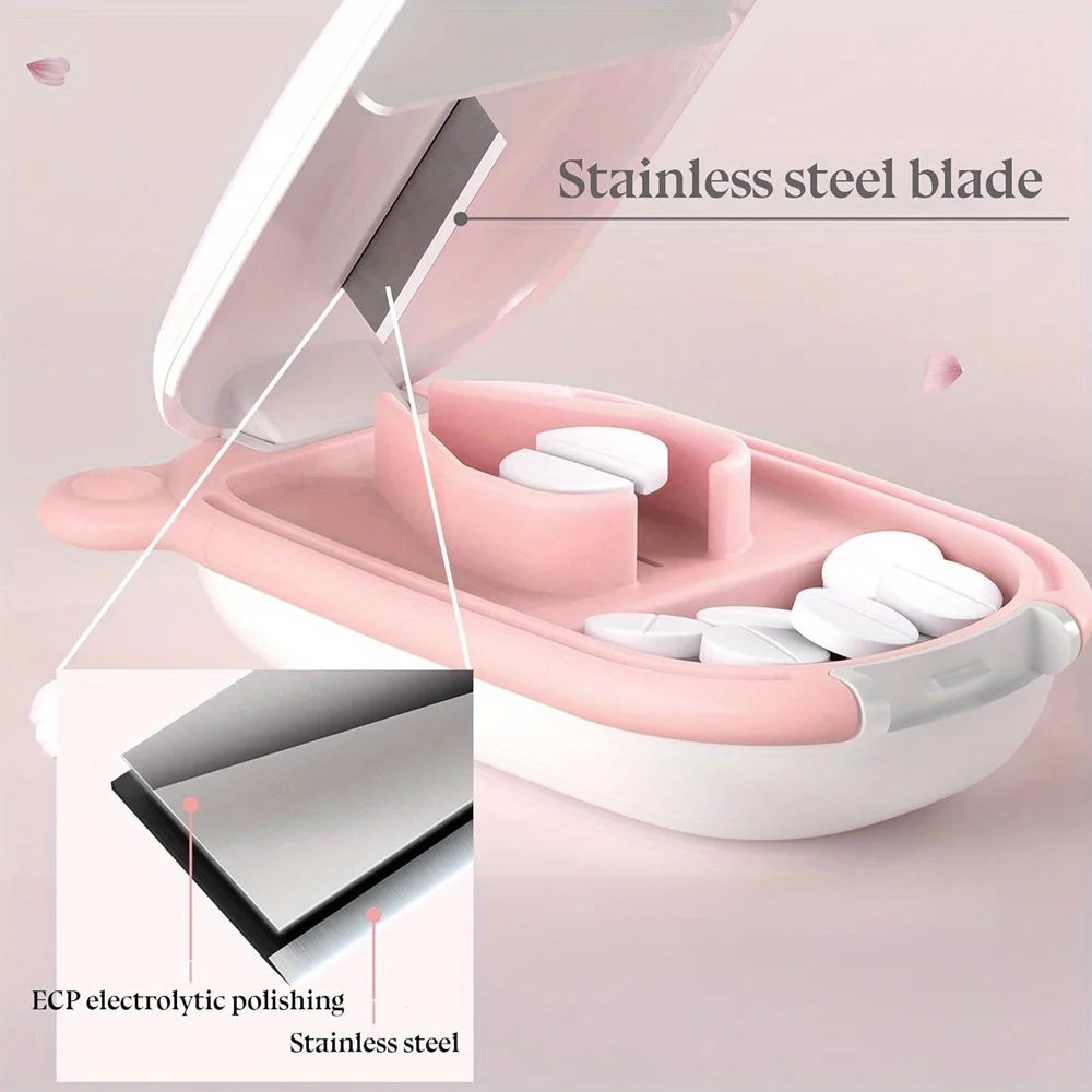 Small Pill Cutters Splitter for Small & Tiny Pills Portable Pill Crusher for Large Pills with Sharp Safe Blad Washable Pill Box Peaceful Pleasures Health and Wellness