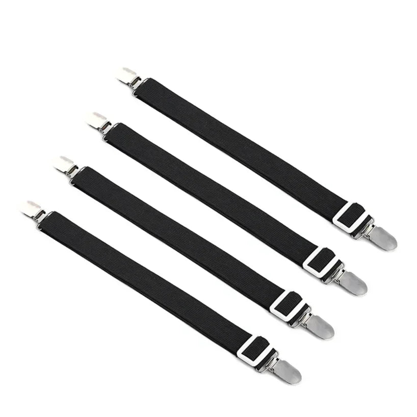 4pcs Adjustable Bed Sheet Fasteners Straps Elastic Mattress Cover Corner Holder Clip Grippers Suspender Cord Hook Loop Clasps Peaceful Pleasures Health and Wellness black United States