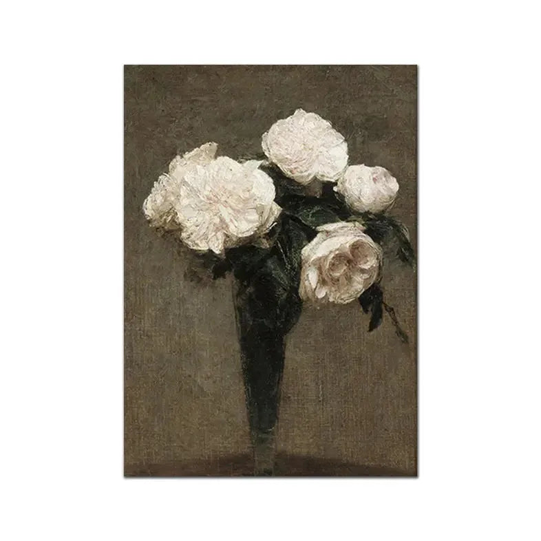 Vintage Rose Floral Garden Canvas Wall Art Print | Unframed