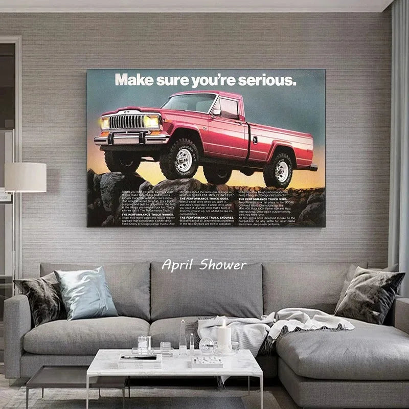 Jeep Cherokee XJ Wrangler Retro Canvas Wall Art Print Canvas Wall Art Print Peaceful Pleasures Health and Wellness