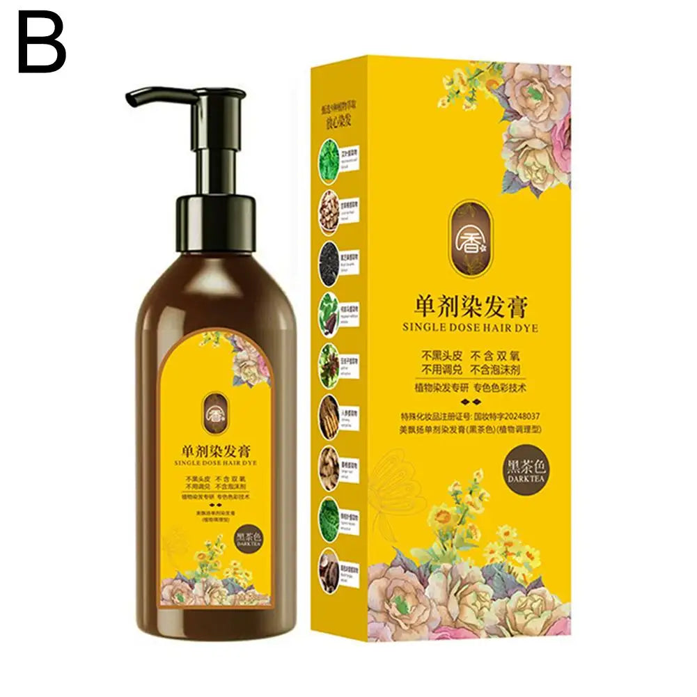Plant-Based Hair Color Shampoo 210ml – Nourishing Floral Fragrance Hair Dye for Gray Coverage & Vibrant Color Peaceful Pleasures Health and Wellness black tea